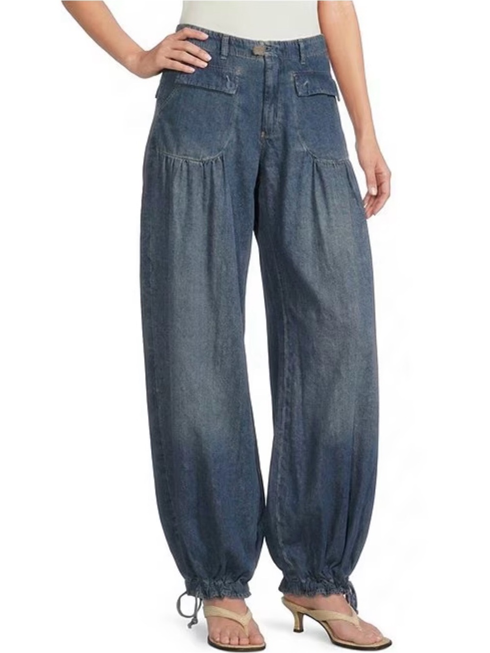 We The Free Lotus Mid-Rse Balloon Style Cinched Ankle Jeans Womens 27